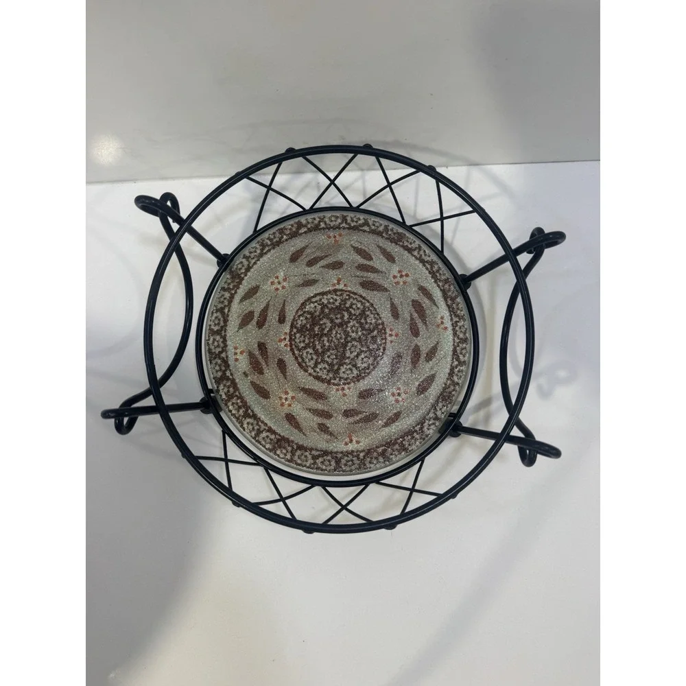 3 Pcs Temptations Old World 1 Qt Serving Bowl, Rack, & Trivet Vintage TT15